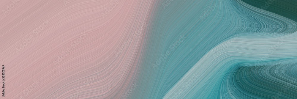 abstract colorful horizontal header with dark gray, pastel purple and teal blue colors. fluid curved flowing waves and curves for poster or canvas - obrazy, fototapety, plakaty 