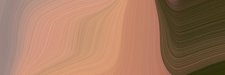 Poster - abstract dynamic horizontal banner with rosy brown, very dark green and pastel brown colors. fluid curved lines with dynamic flowing waves and curves for poster or canvas