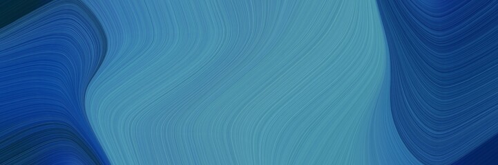 Poster - abstract artistic banner with steel blue, midnight blue and very dark blue colors. fluid curved flowing waves and curves for poster or canvas