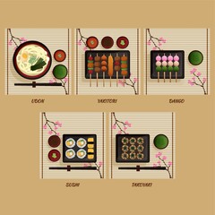 Poster - set of japanese food