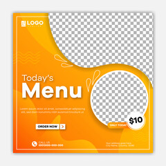 Modern food menu promotion for social media post banner template 