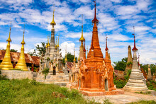 It's Shwe Indein Pagoda, A Group Of Buddhist Pagodas In The Village Of Indein, Near Ywama And Inlay Lake In Shan State, Burma