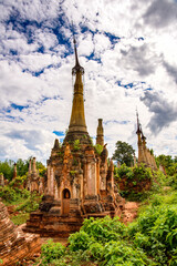 It's Shwe Indein Pagoda, a group of Buddhist pagodas in the village of Indein, near Ywama and Inlay Lake in Shan State, Burma