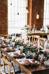 Beautiful wedding table decoration and setting