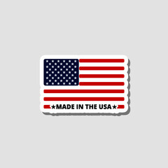 Sticker - Made in USA Logo american flag sticker isolated on gray background