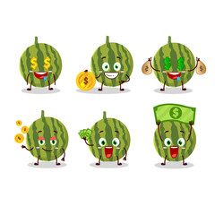 Wall Mural - Watermelon cartoon character with cute emoticon bring money