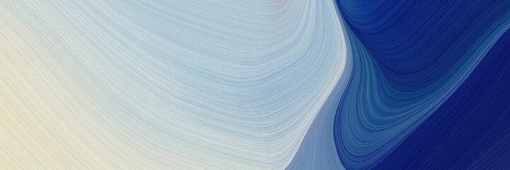 Poster - abstract surreal horizontal banner with midnight blue, light gray and light slate gray colors. fluid curved flowing waves and curves for poster or canvas