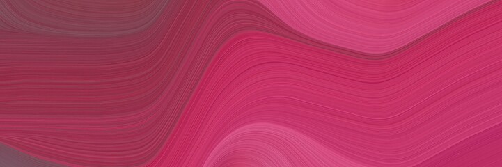Poster - abstract decorative horizontal banner with moderate pink, dark moderate pink and mulberry  colors. fluid curved flowing waves and curves for poster or canvas