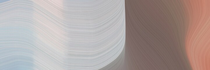 Poster - abstract artistic horizontal banner with silver, pastel brown and rosy brown colors. fluid curved flowing waves and curves for poster or canvas