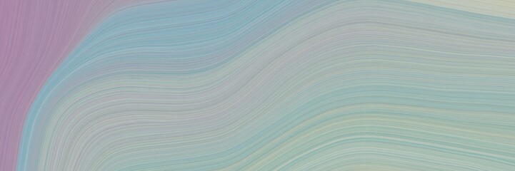 Poster - abstract surreal designed horizontal banner with dark gray, pastel purple and cadet blue colors. fluid curved lines with dynamic flowing waves and curves for poster or canvas