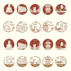 Canvas Print - collection of hong kong icons