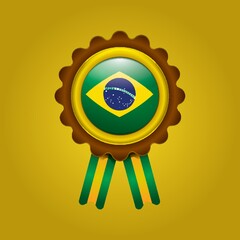 Wall Mural - brazil flag badge