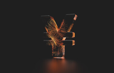 Poster - Futuristic Chinese Yuan digital currency. digital money 3d icon.