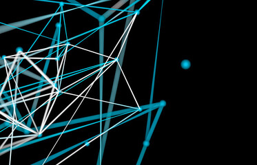 Poster - Abstract digital technology background. Big data visualization. Network connection structure. 3d render.