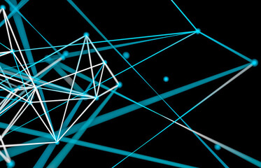 Poster - Abstract digital technology background. Big data visualization. Network connection structure. 3d render.