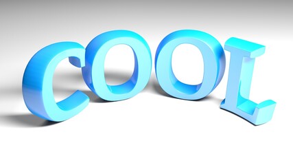 Poster - COOL blue write on white - 3D rendering illustration