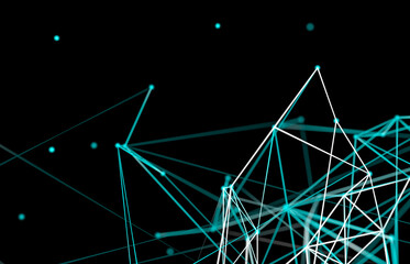 Poster - Abstract digital technology background. Big data visualization. Network connection structure. 3d render.