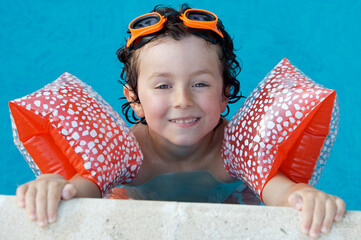 Poster - boy learning to swim