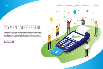 Wall Mural - payment successful vector website template, web page and landing page design for website and mobile 