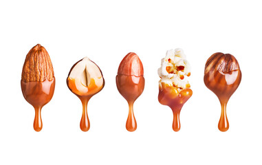 Wall Mural - Various nuts with caramel drops