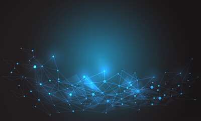 Poster - Abstract technology futuristic polygon line shape on blue dark design background vector illustration.