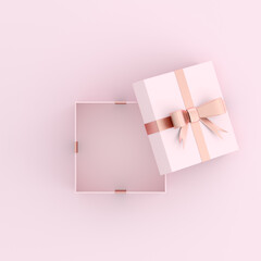 Poster - Mock up of open gift box on pink background. 3D rendering.