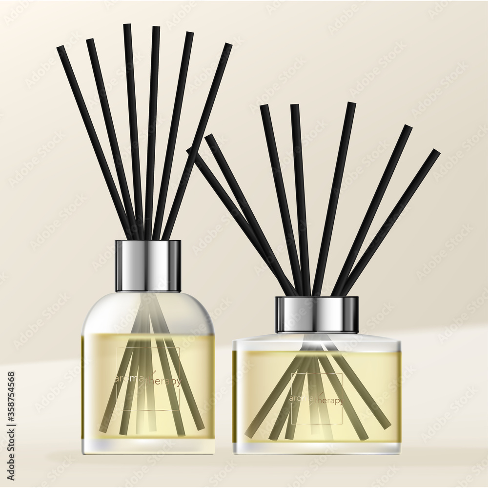 Vector Aromatic Diffuser with Pastel Yellow Scented Oil & Black Reeds ...