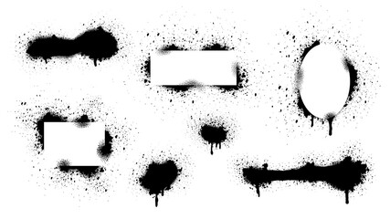 Wall Mural - black grunge with frame vector, collection of grunge background, spray paint elements, black splashe