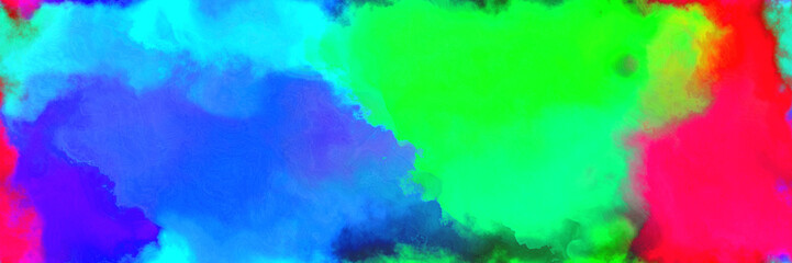 Poster - abstract watercolor background with watercolor paint with crimson, royal blue and spring green colors and space for text or image