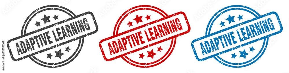 adaptive learning stamp. adaptive learning round isolated sign. adaptive learning label set