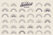 © 32 pixels - Vintage sunburst collection. Bursting sun rays. Fireworks. Logotype or lettering design element. Radial sunset beams. Vector illustration.
