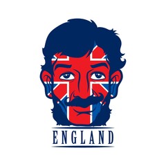 Sticker - double exposure of uk flag and man label