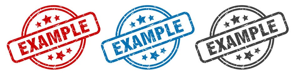 example stamp. example round isolated sign. example label set
