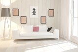 Fototapeta Mapy - modern room with sofa,lamp.frames  interior design. 3D illustration