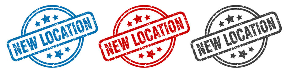 Wall Mural - new location stamp. new location round isolated sign. new location label set