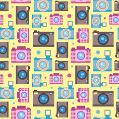 Poster - Photo camera icon flat style seamless pattern