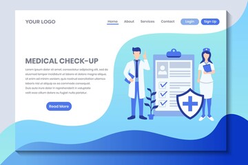 Modern flat medical check up landing page design