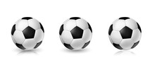 Vector Soccer Ball Set. Tree Realistic Soccer Balls Or Football Balls On White Background