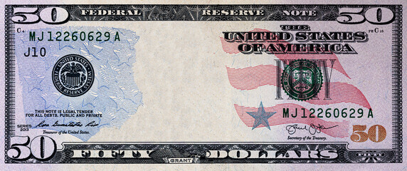 Wall Mural - U.S. 50 dollar with empty middle area