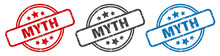 Myth Stamp. Myth Round Isolated Sign. Myth Label Set