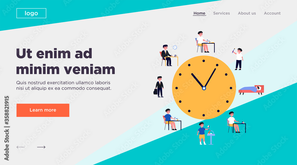 Kid life schedule flat vector illustration. Cartoon schedule including ...