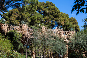 The famous Park Guell built by Antoni Gaudi in Barcelona city in Spain