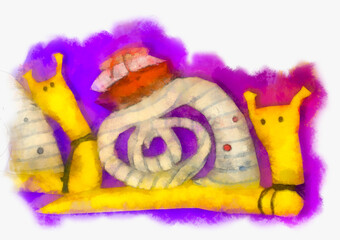 cartoon, two big snail art