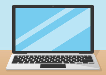 Wall Mural - vector illustration of laptop on desk