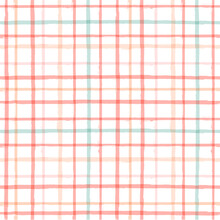 Gingham Seamless Pattern. Watercolor Pastel Strokes Texture For Textile: Shirts, Plaid, Tablecloths, Clothes, Bedding, Blankets, Makeup. Vector Checkered Summer Girly Print