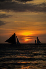 Wall Mural - Sunset, white beach path, Boracay island, Philippines.