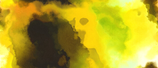 Poster - abstract watercolor background with watercolor paint with gold, pale golden rod and very dark green colors and space for text or image