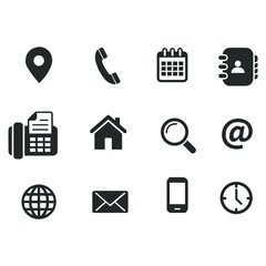 contact information business card web icon set in vector format