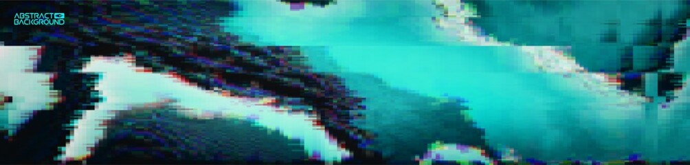 Poster - Glitch art digital vector illustration. Graphic vector art. Glitch digital color pixel noise. Abstract grunge texture.