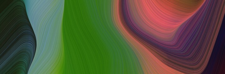 Poster - flowing decorative waves design with dark olive green, indian red and very dark blue colors. can be used as header or banner